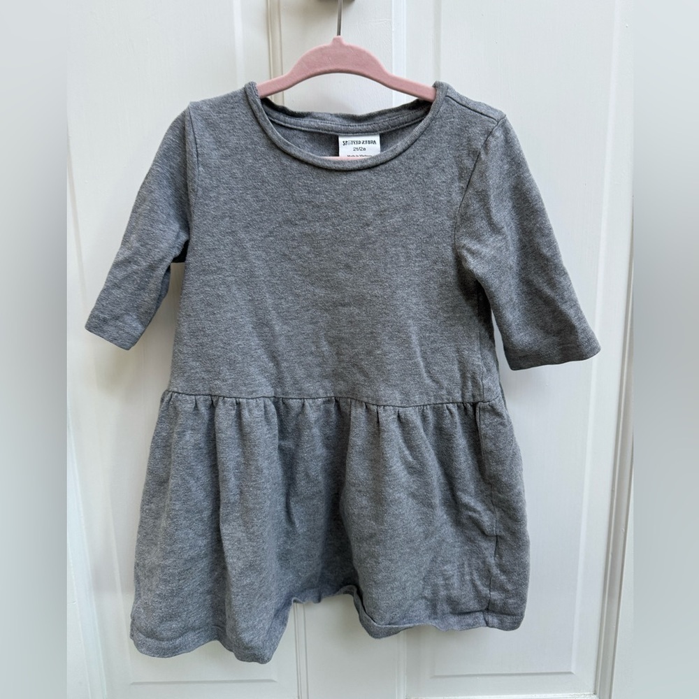 Spotted Zebra 2T Girls Gray Long Sleeve Jersey Dress